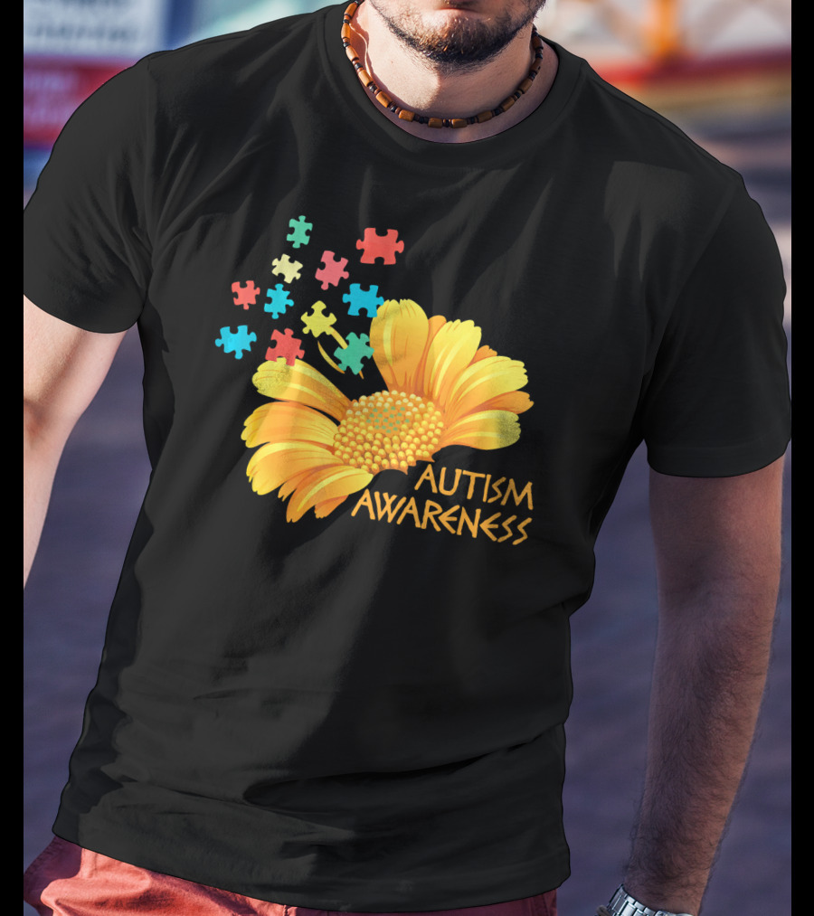 Sunflower Autism Awareness Puzzle Pieces T-Shirt
