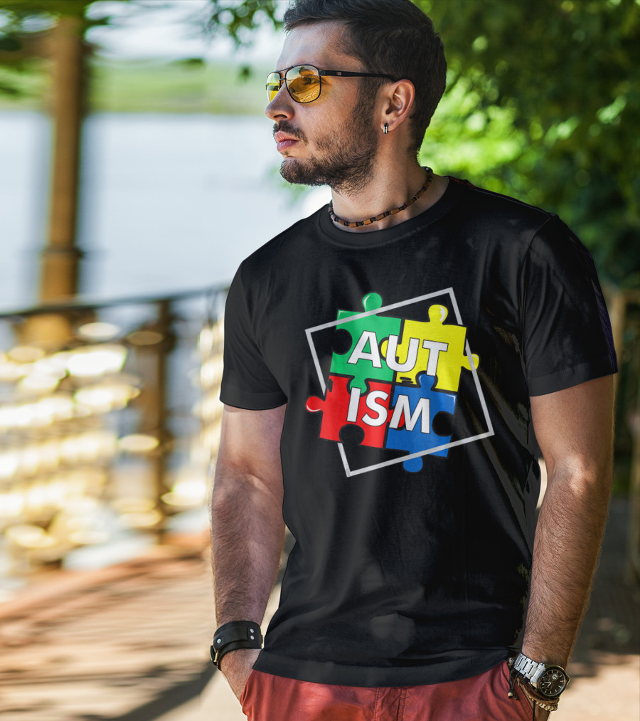 Autism Puzzle Awareness Day Colorful Puzzle Pieces T-Shirt