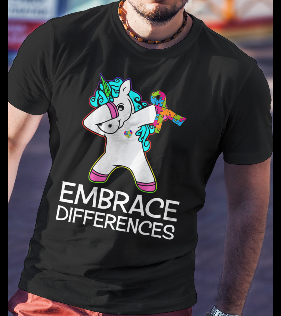 Embrace Differences Unicorn Autism Awareness Puzzle T-Shirt