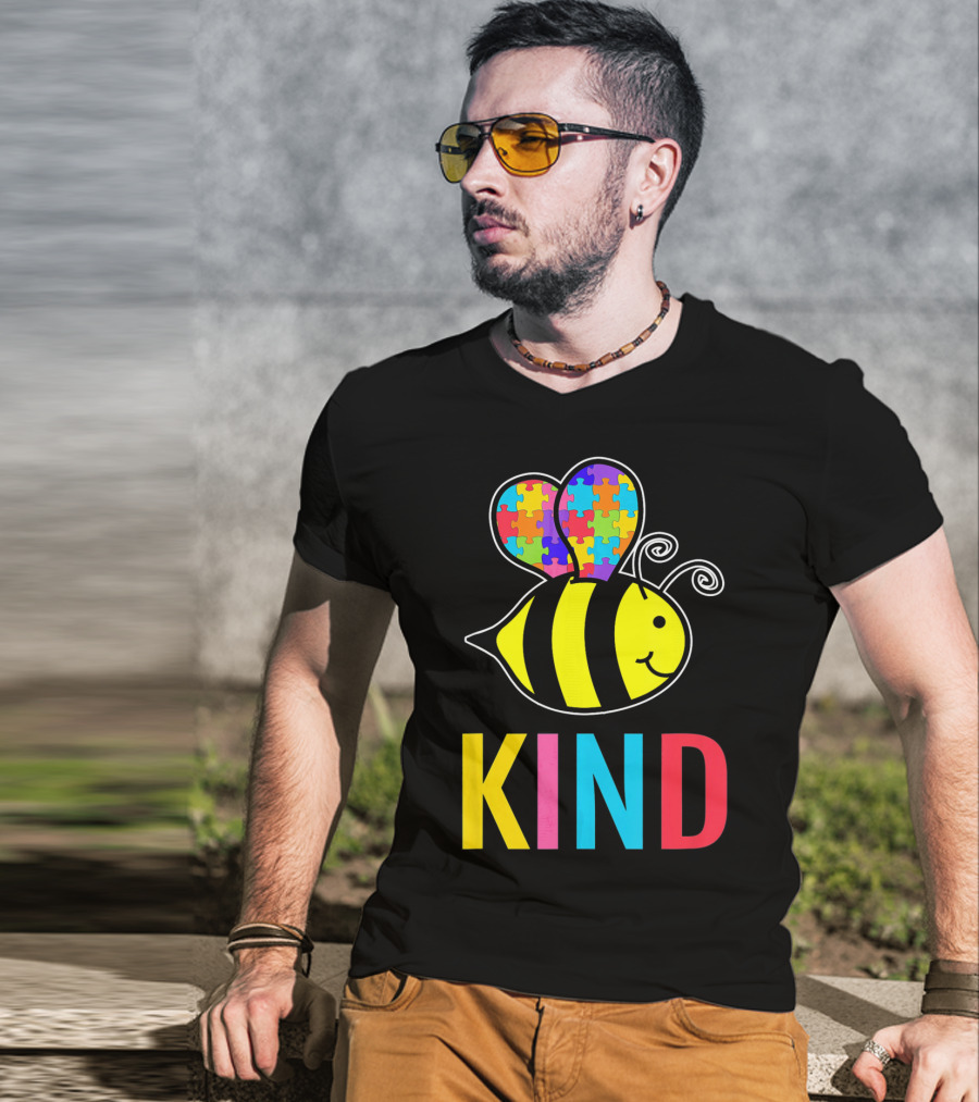 Autism Awareness Bee With Puzzle Wings KIND T-Shirt