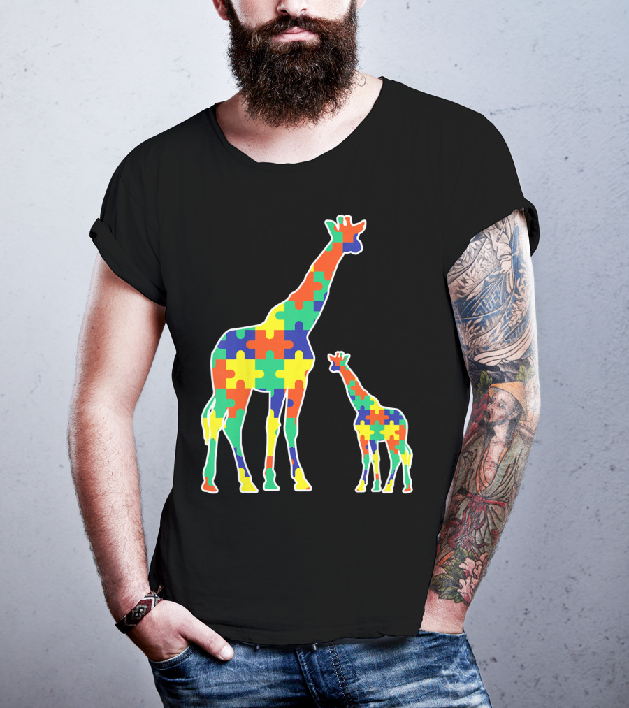 Kids Cute Autism Awareness Giraffes Puzzle T-Shirt