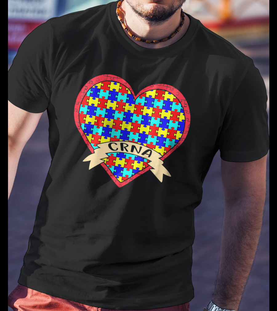 CRNA Autism Awareness Heart Puzzle Valentines T-Shirt