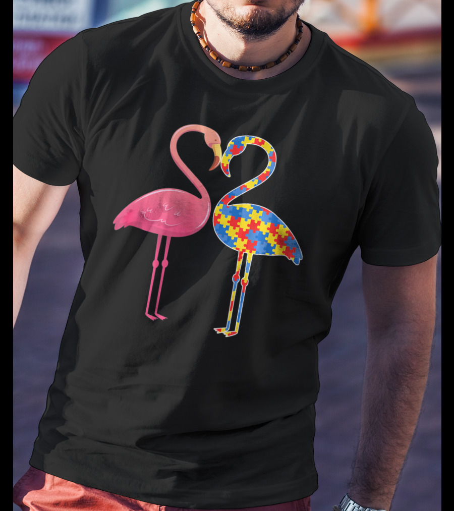 Flamingo Puzzle Autism Awareness T-Shirt