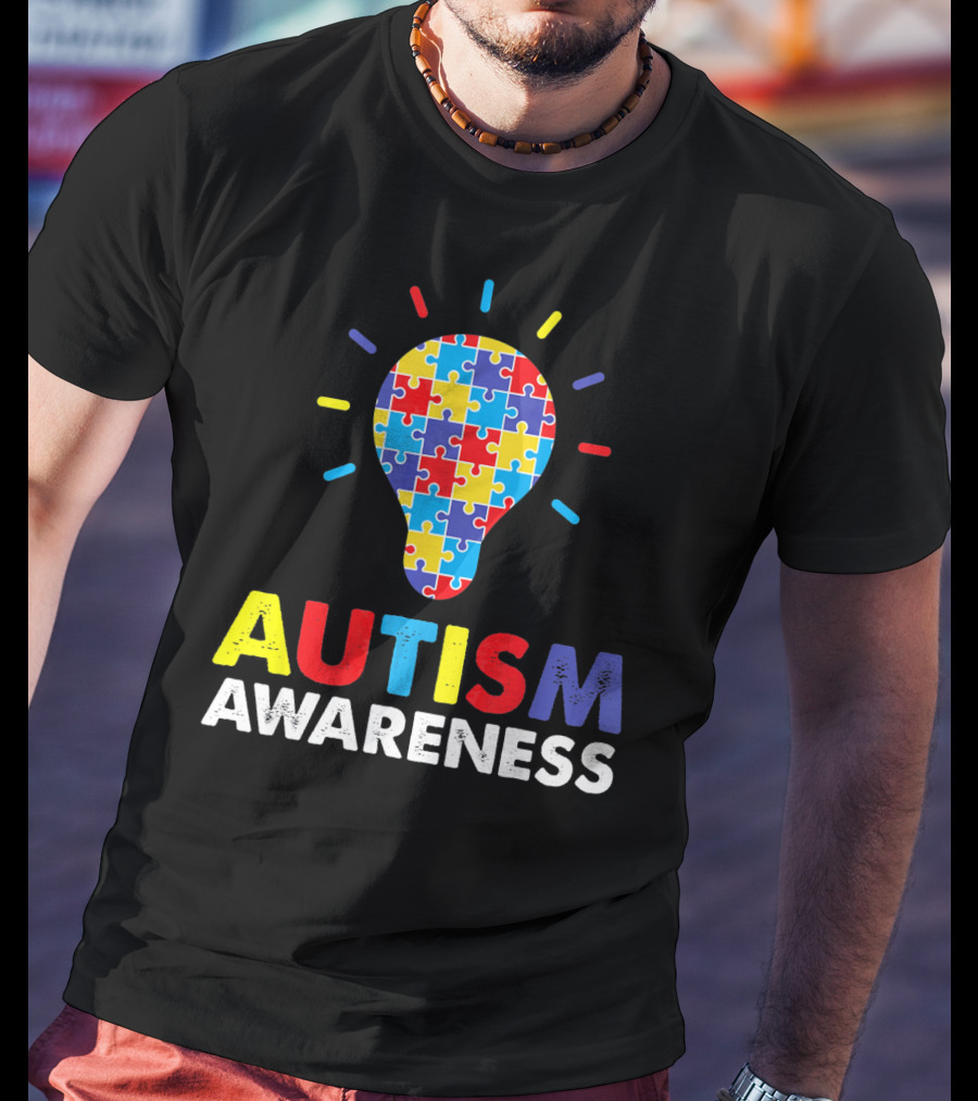Autism Awareness Puzzle Light Bulb T-Shirt