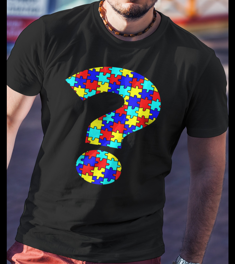 Puzzled Question Mark Autism Awareness Puzzle Piece T-Shirt