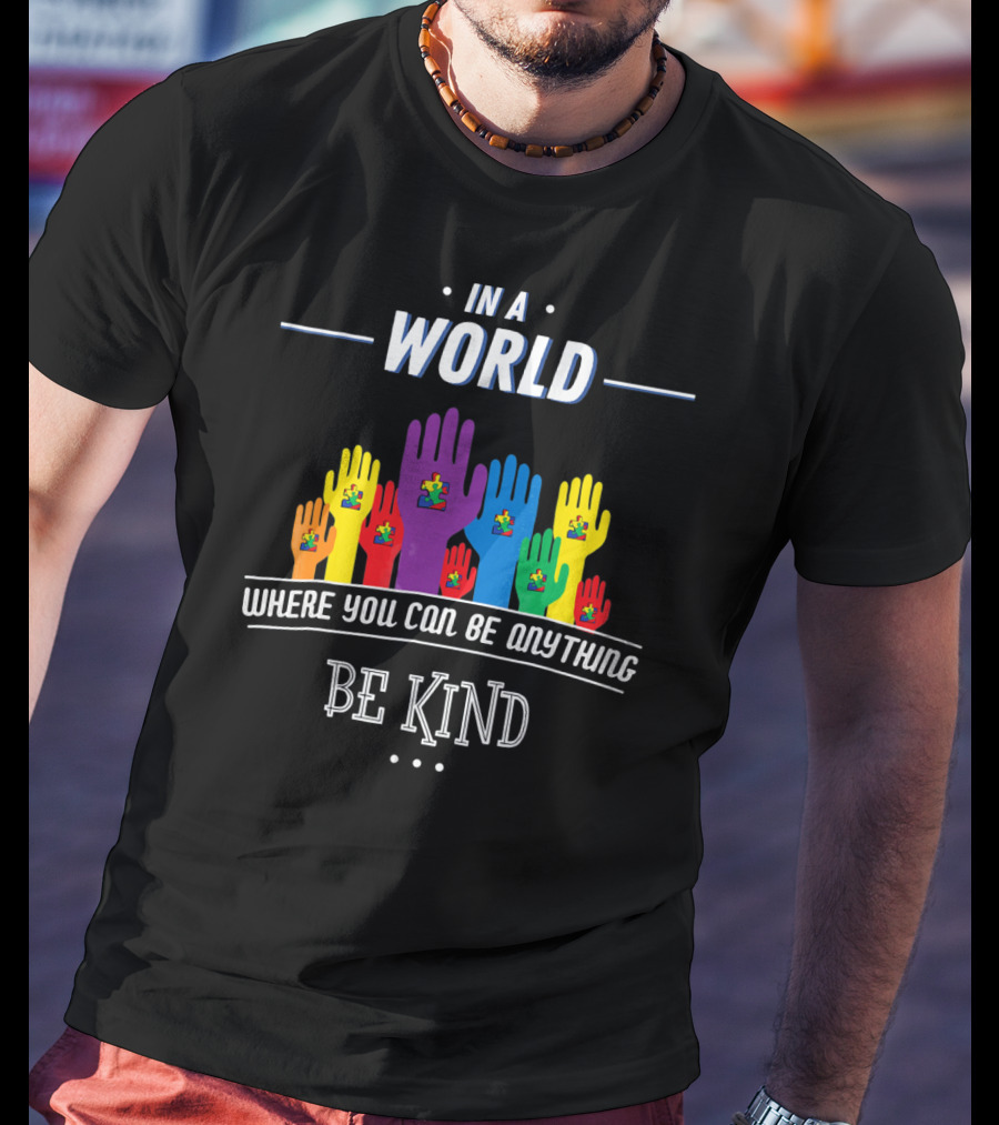 In A World Where You Can Be Anything Be Kind Autism Awareness Teacher Choose T-Shirt