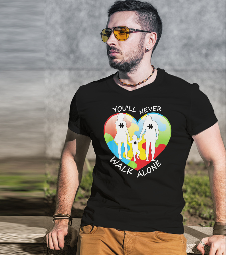 You'll Never Walk Alone Puzzle Family Heart T-Shirt
