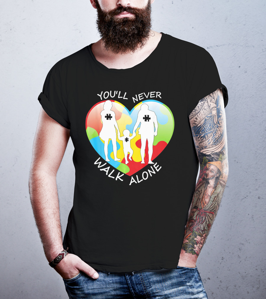 You'll Never Walk Alone Puzzle Family Heart T-Shirt
