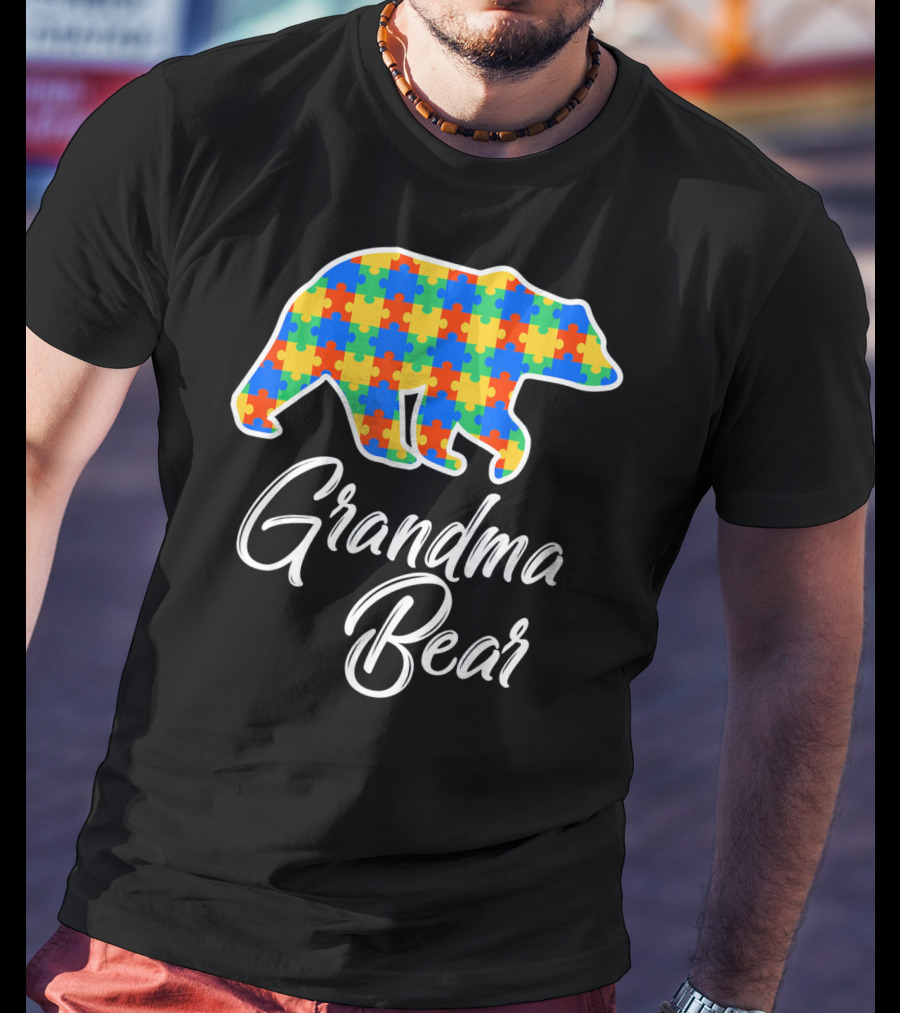 Grandma Bear Autism Puzzle Awareness T-Shirt