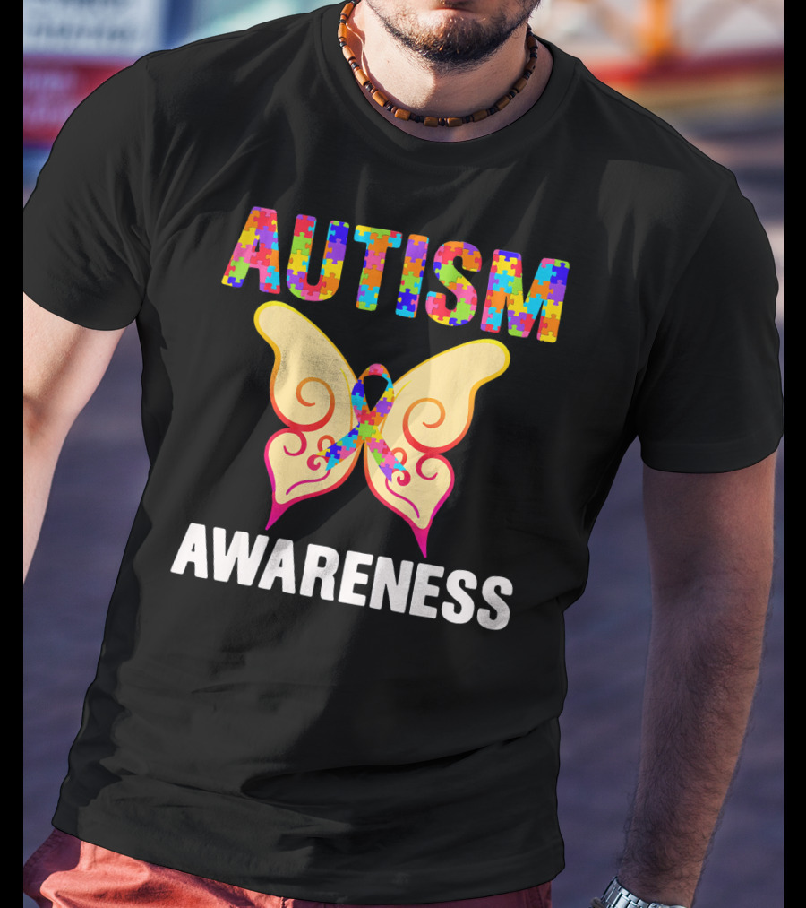 AUTISM AWARENESS Puzzle Piece Butterfly T-Shirt