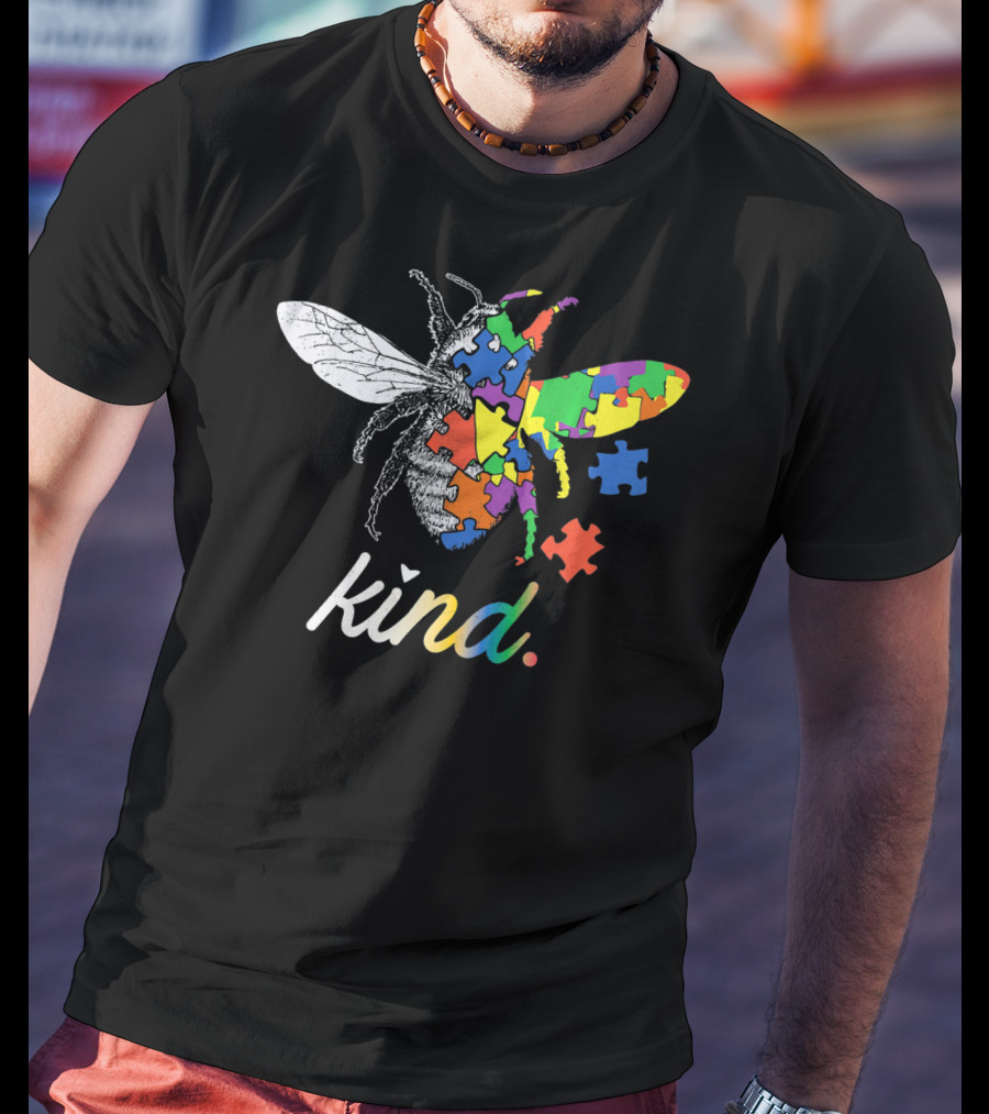 Bee Kind Beautiful Puzzle Autism Awareness T-Shirt