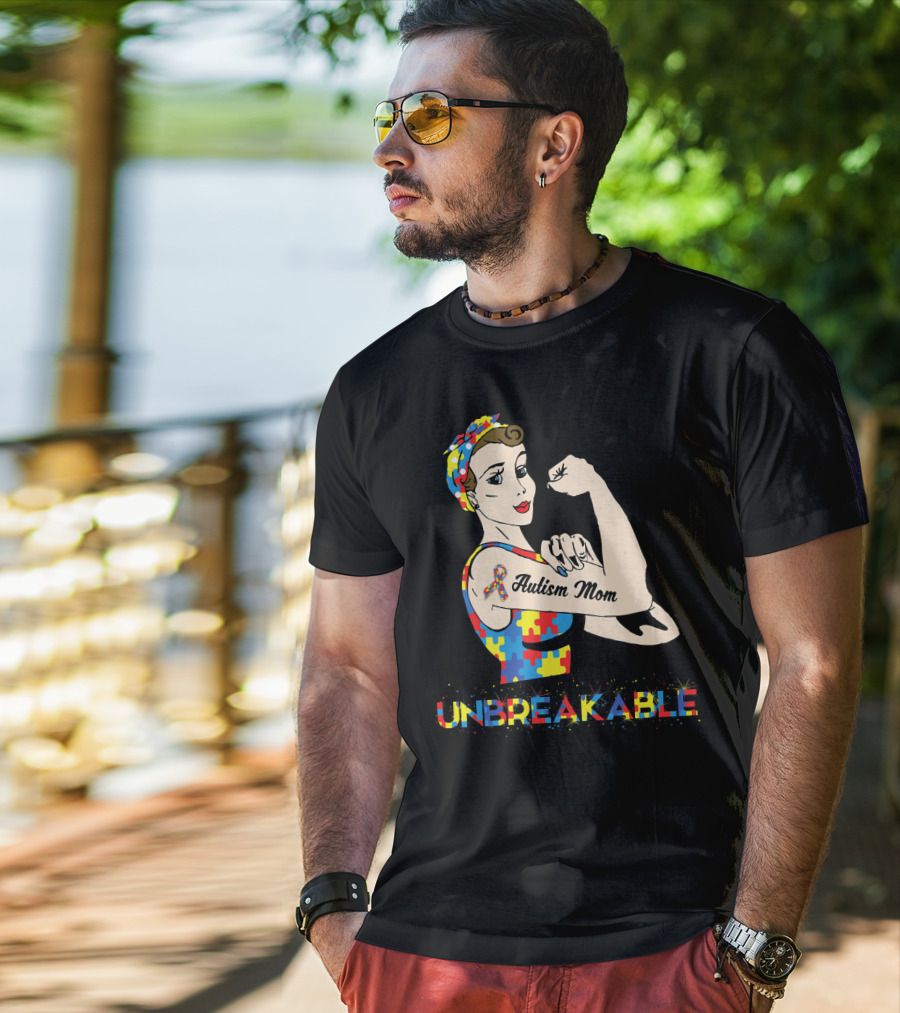 Unbreakable Autism Mom Puzzle Piece Awareness T-Shirt