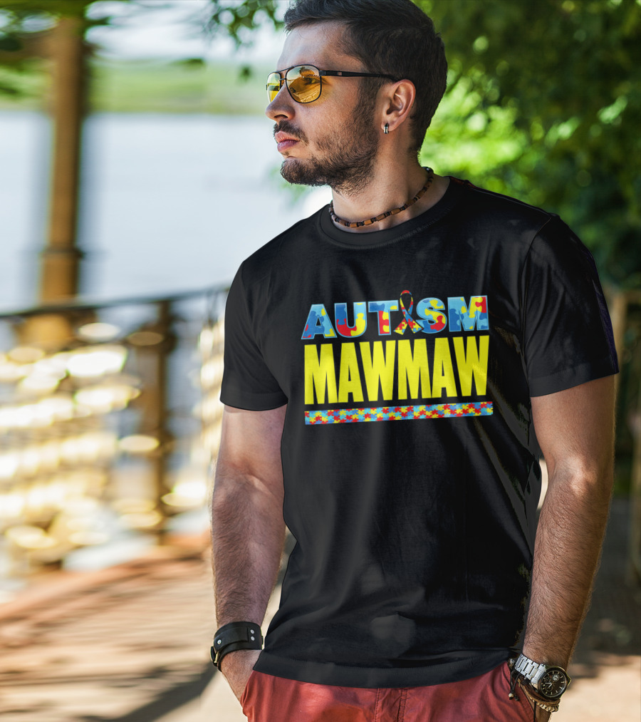 Autism Puzzle Ribbon Maw Maw Support Awareness T-Shirt
