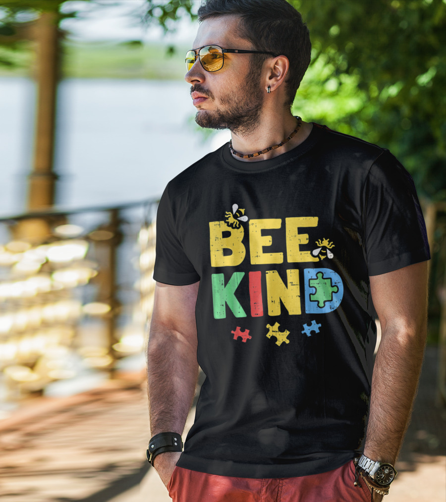 BEE KIND Puzzle Autism Awareness Bees T-Shirt