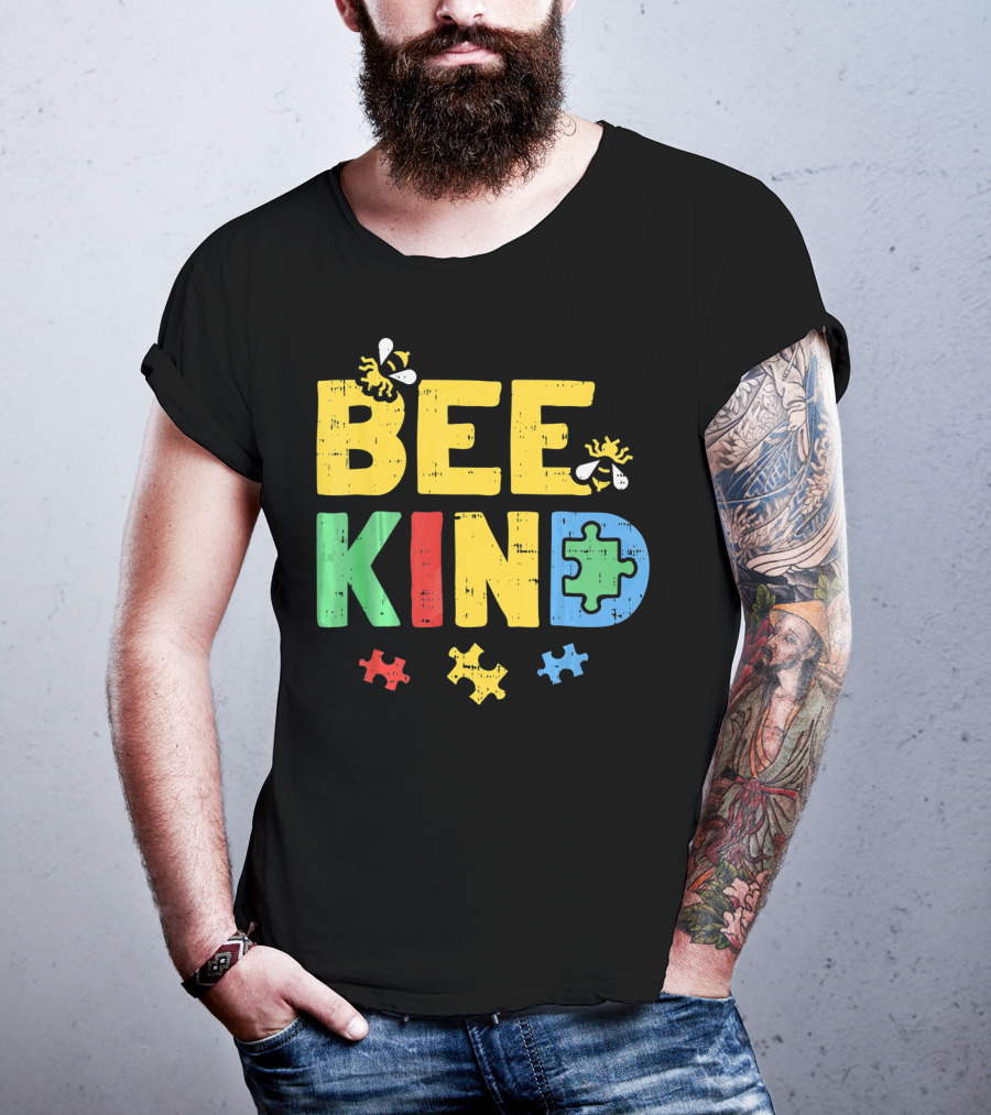 BEE KIND Puzzle Autism Awareness Bees T-Shirt