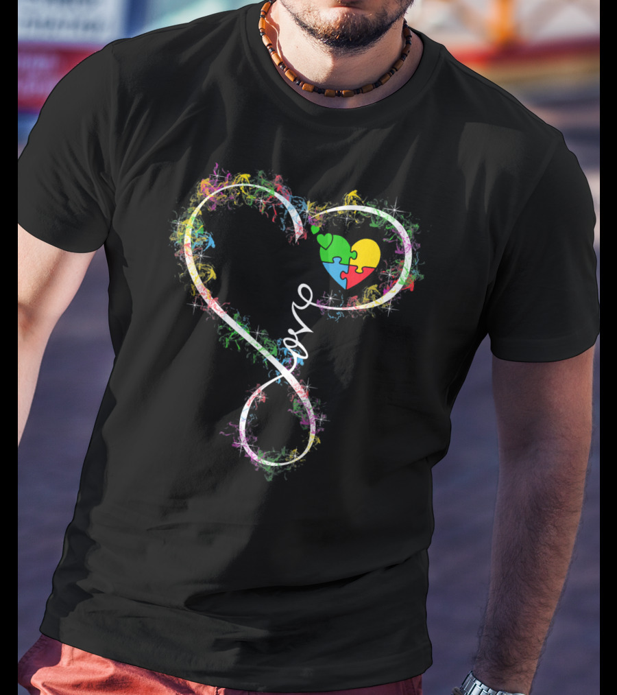 Kids Love Colorful Puzzle Heart Autism Awareness T-Shirt