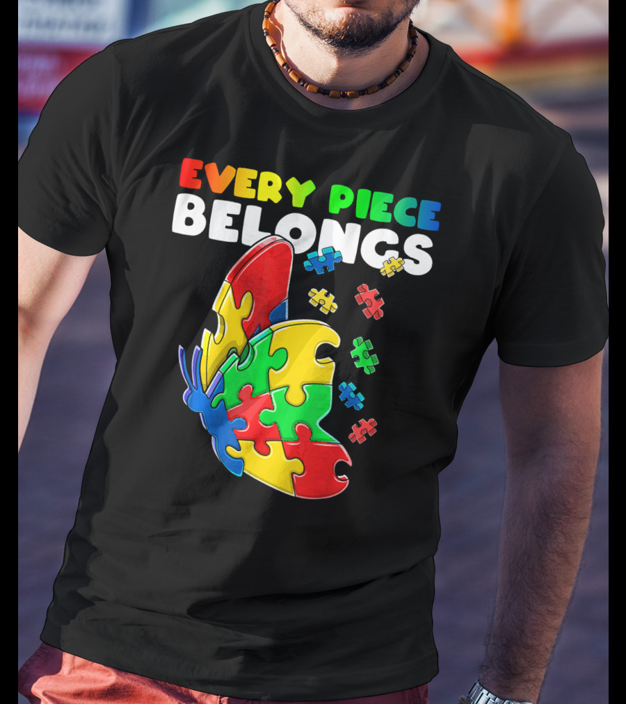 Every Piece Belongs Autism Awareness Butterfly Puzzle Pieces T-Shirt