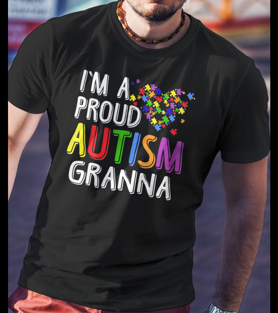 I'M A PROUD AUTISM GRANNA Puzzle Heart T-Shirt