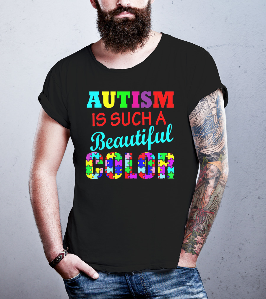 Autism Is Such A Beautiful Color Puzzle Piece Letters T-Shirt