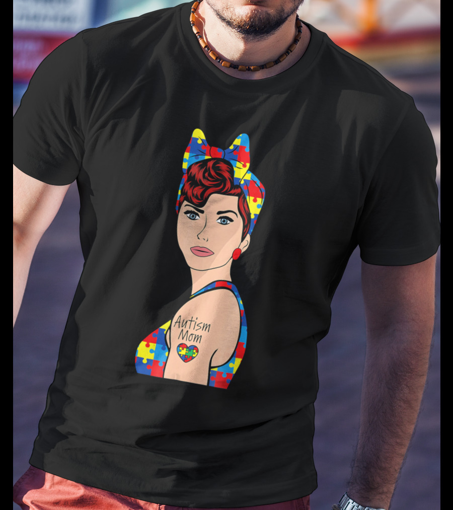 Autism Mom Autism Awareness Puzzle Heart Strong T-Shirt