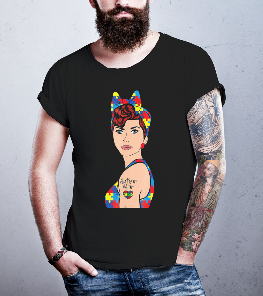 Autism Mom Autism Awareness Puzzle Heart Strong T-Shirt