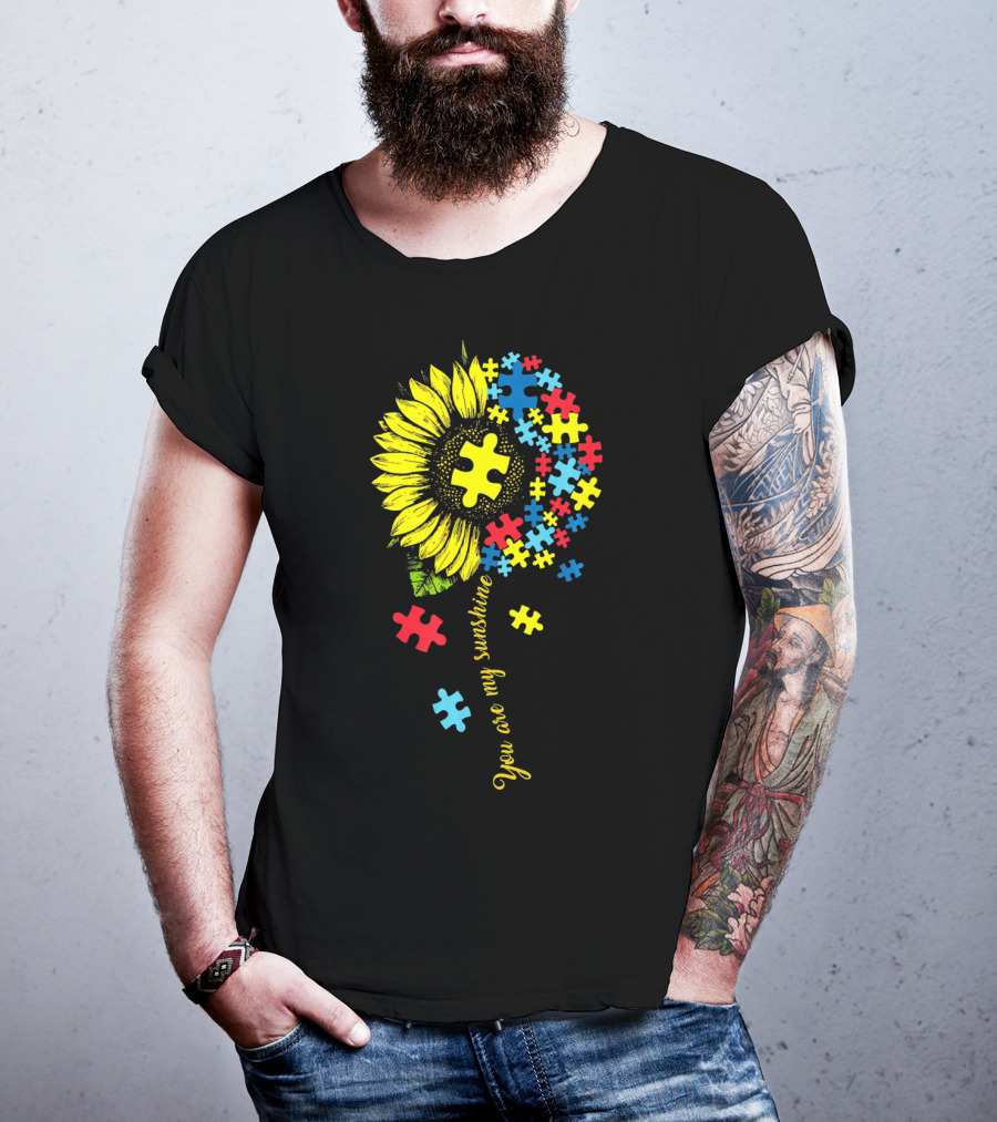 You Are My Sunshine Autism Sunflower Puzzle Pieces T-Shirt