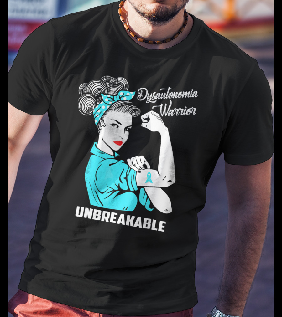 Dysautonomia Warrior Unbreakable Retro Rosie The Riveter T-Shirt
