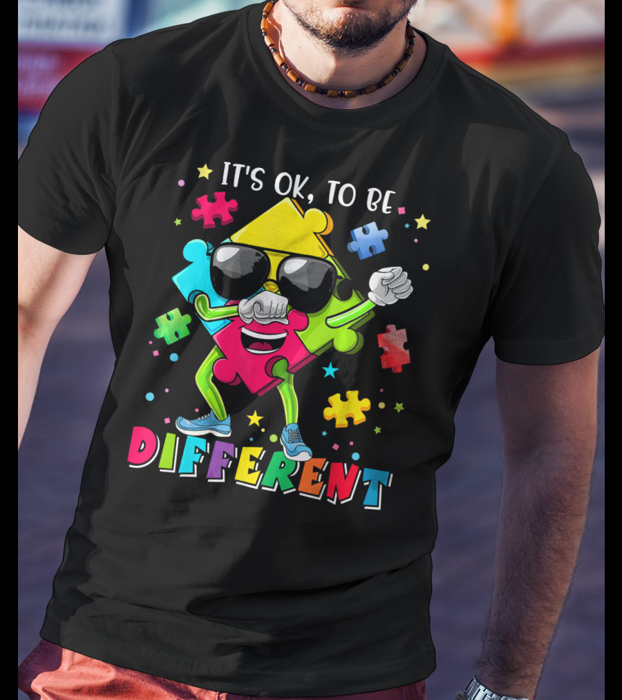 It's OK To Be Different Puzzle Piece Autism Awareness T-Shirt