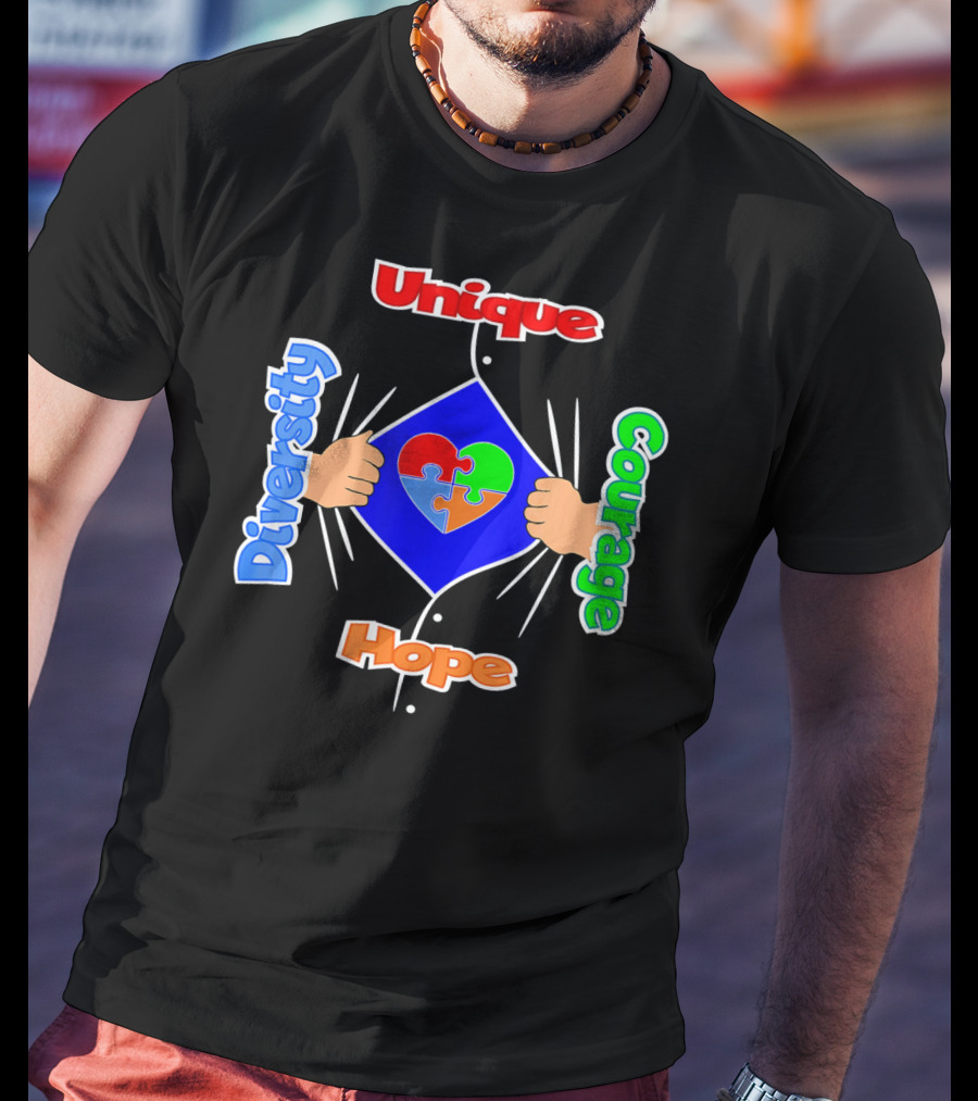Diversity Unique Courage And Hope Puzzle Heart Superman T-Shirt