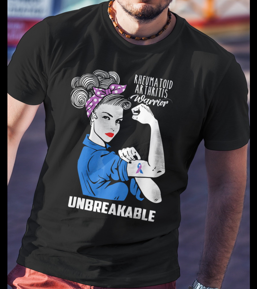 Rheumatoid Arthritis Warrior Unbreakable Rosie Riveter T-Shirt
