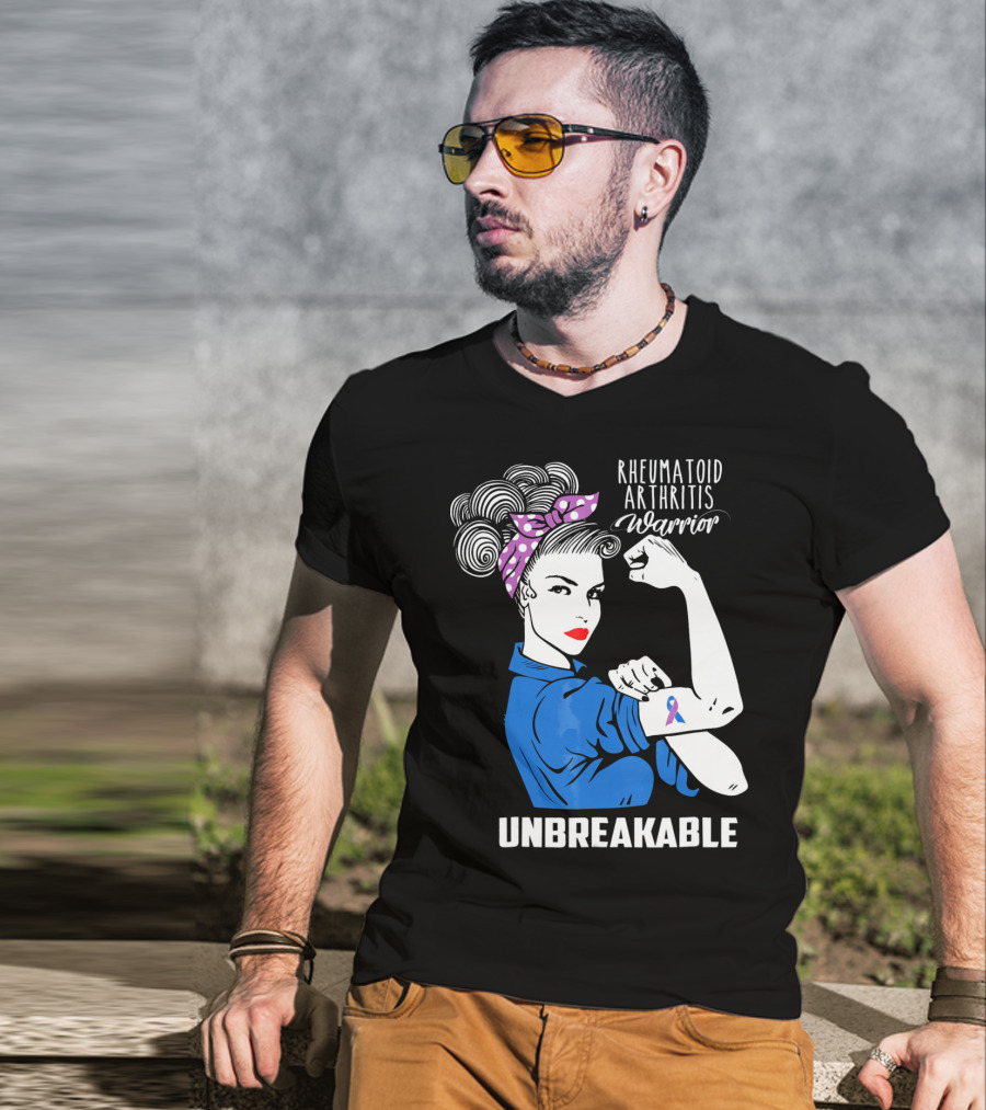 Rheumatoid Arthritis Warrior Unbreakable Rosie Riveter T-Shirt
