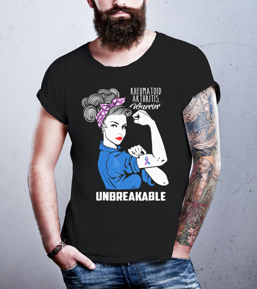 Rheumatoid Arthritis Warrior Unbreakable Rosie Riveter T-Shirt