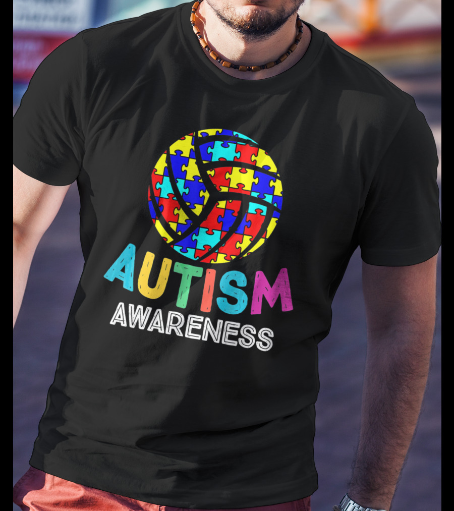 Autism Awareness Volleyball Puzzle T-Shirt