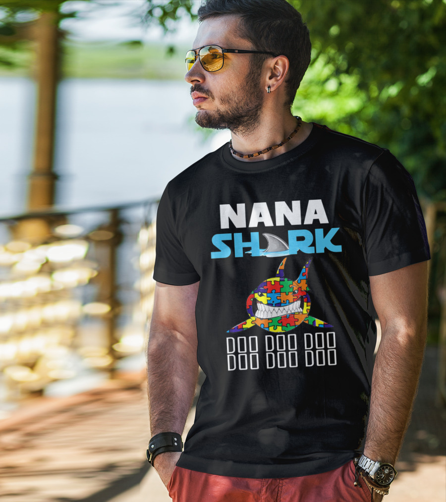 Nana Shark Autism Awareness Puzzle Doo Doo Doo T-Shirt