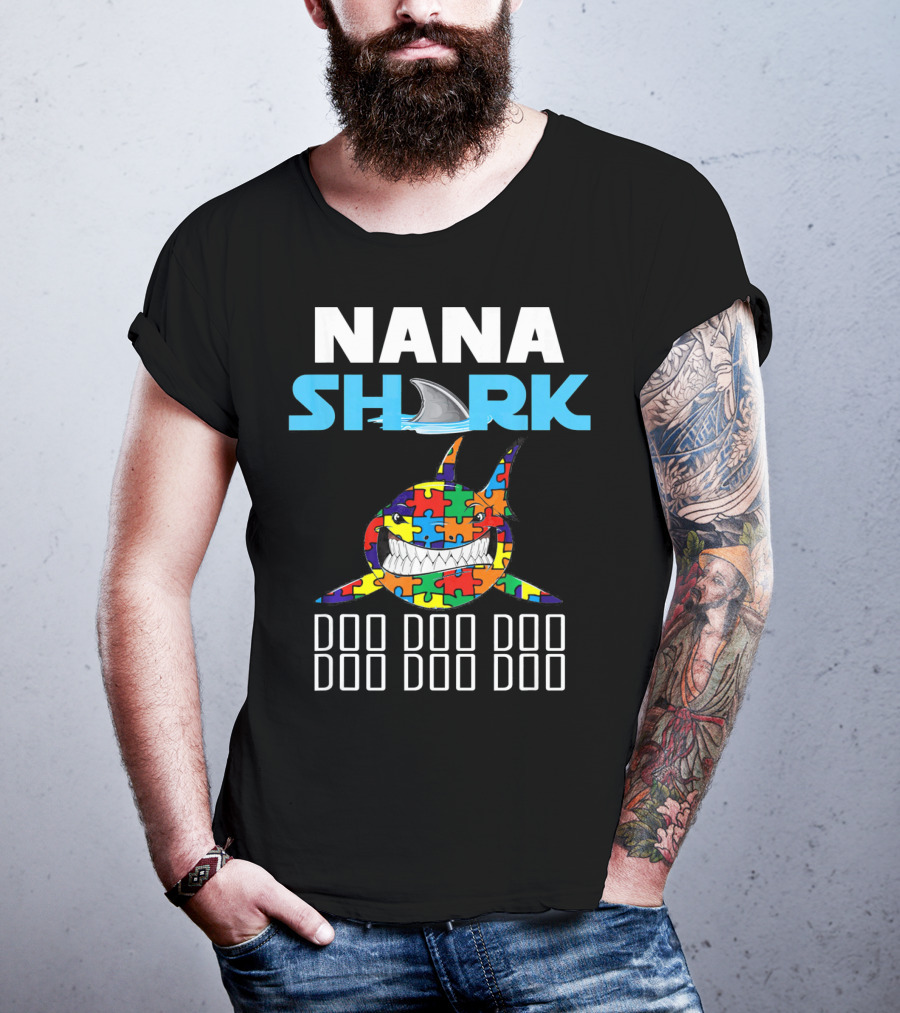Nana Shark Autism Awareness Puzzle Doo Doo Doo T-Shirt