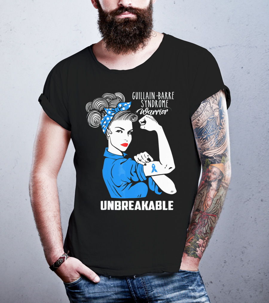 Guillain-Barre Syndrome Warrior Unbreakable Retro Strong Woman With Awareness T-Shirt