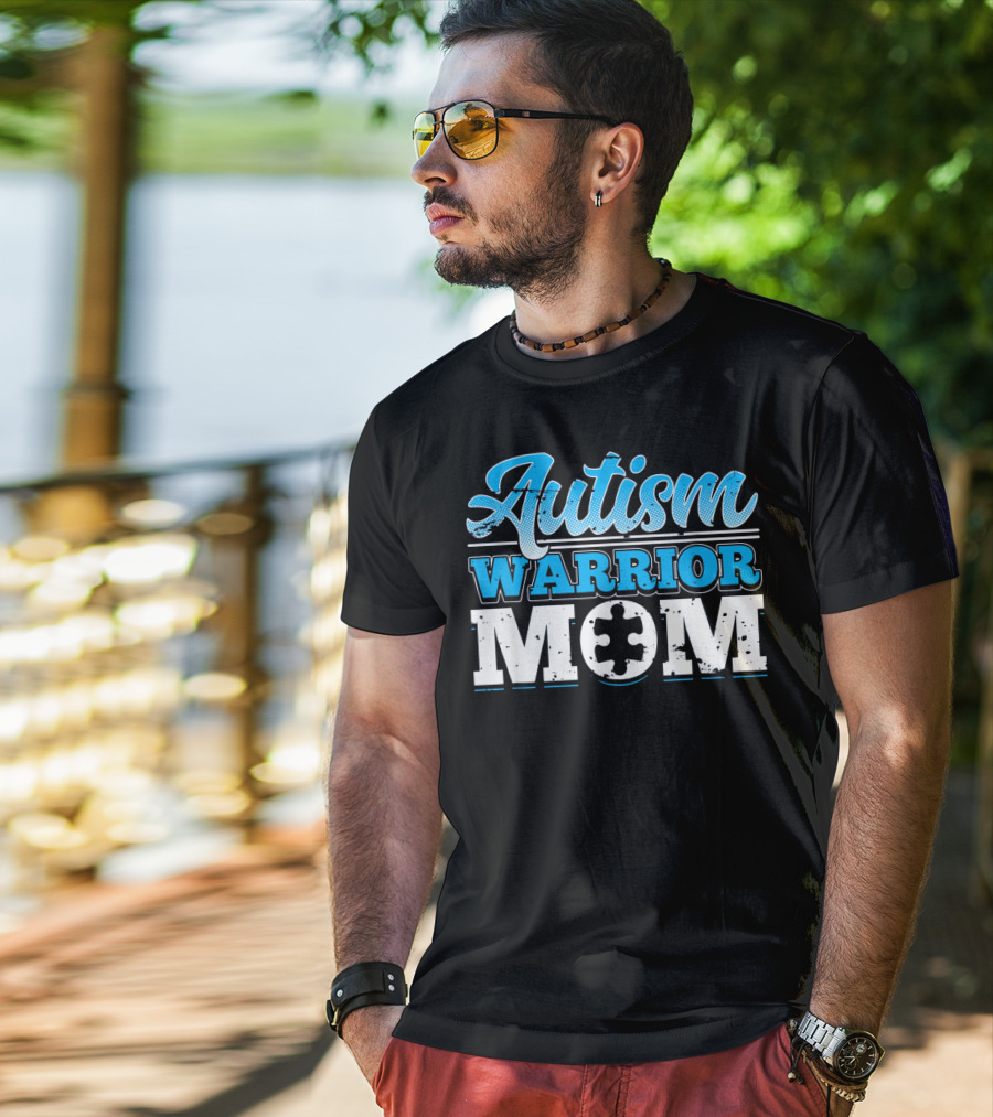 Autism Warrior Mom Awareness Puzzle Piece T-Shirt