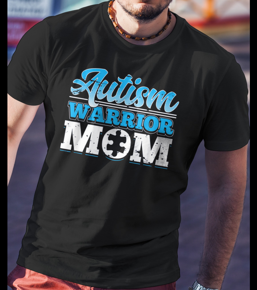 Autism Warrior Mom Awareness Puzzle Piece T-Shirt