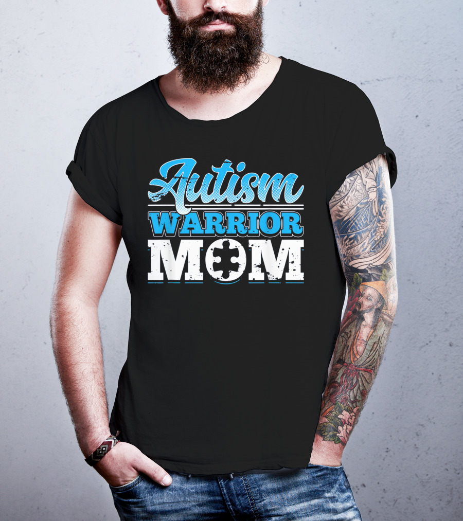 Autism Warrior Mom Awareness Puzzle Piece T-Shirt