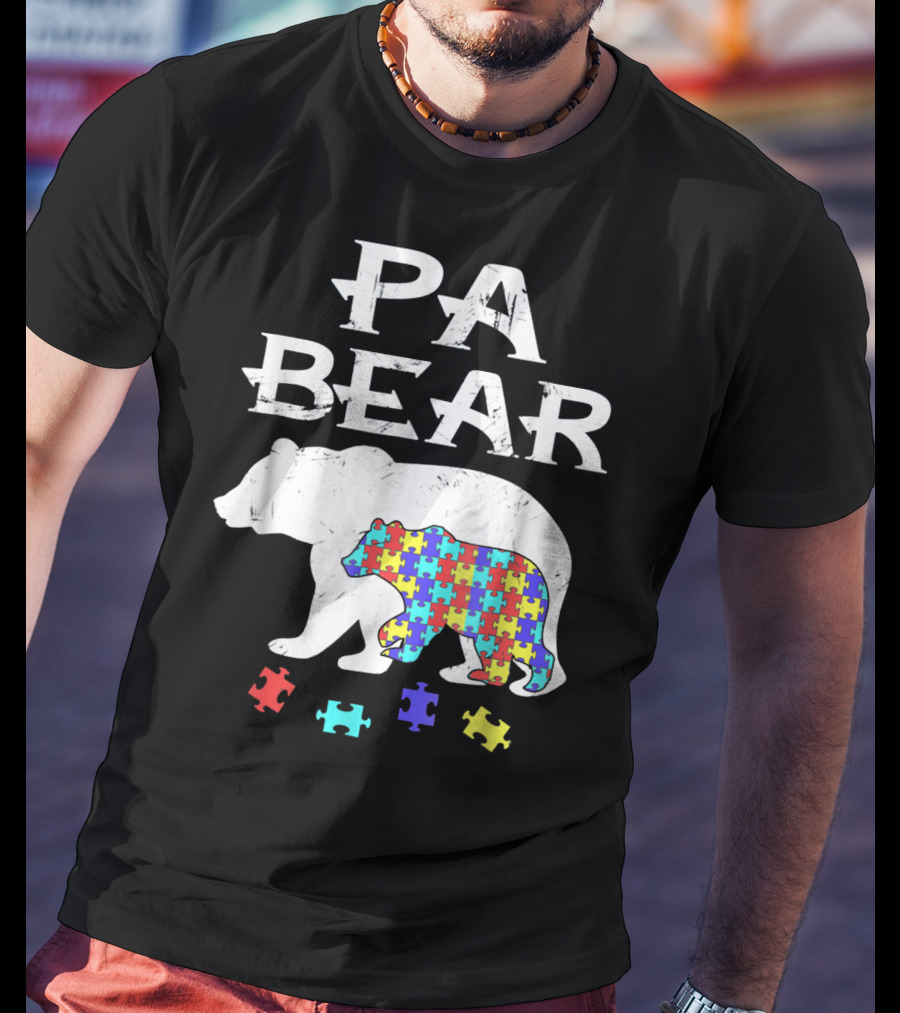 PA Bear With Autism Awareness Puzzle Pieces T-Shirt