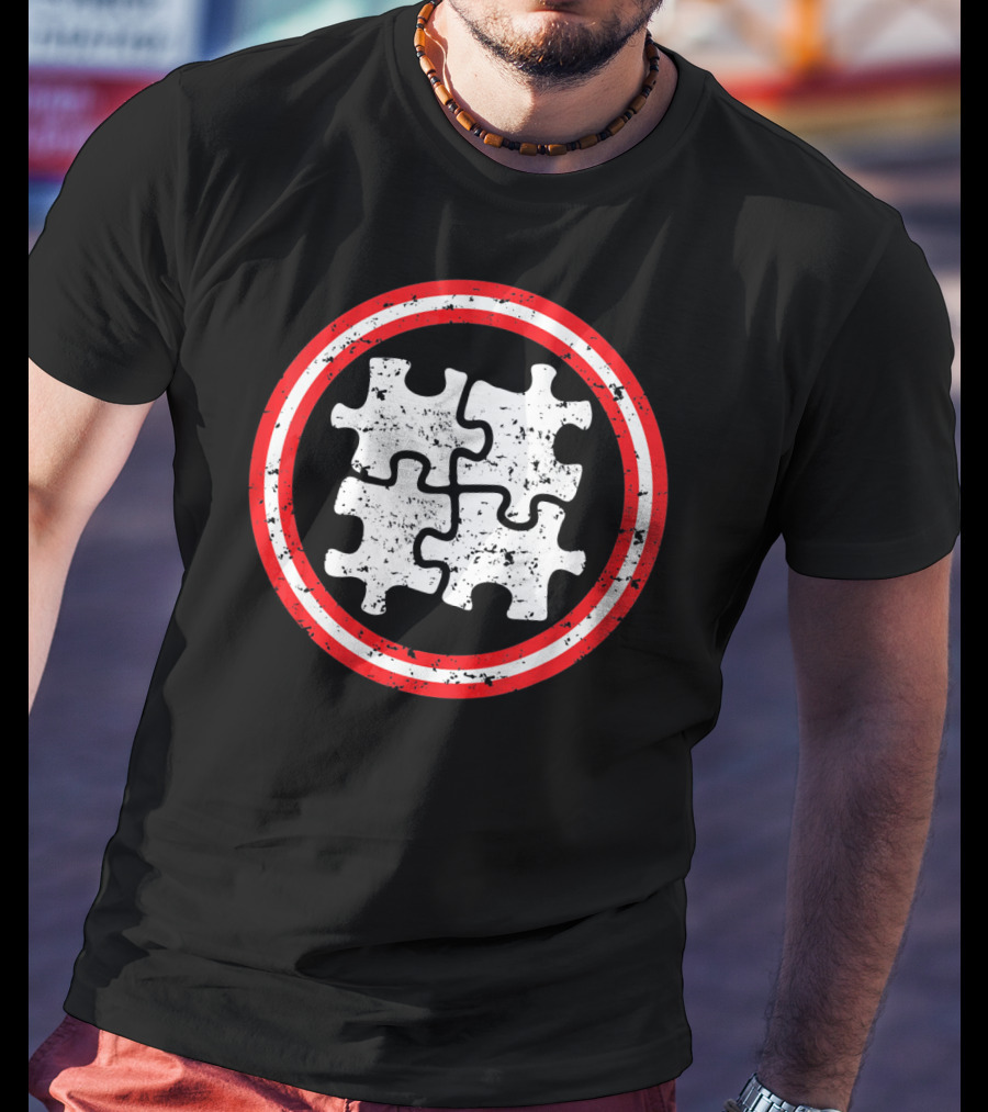Captain Autism Awareness Puzzle Shield T-Shirt
