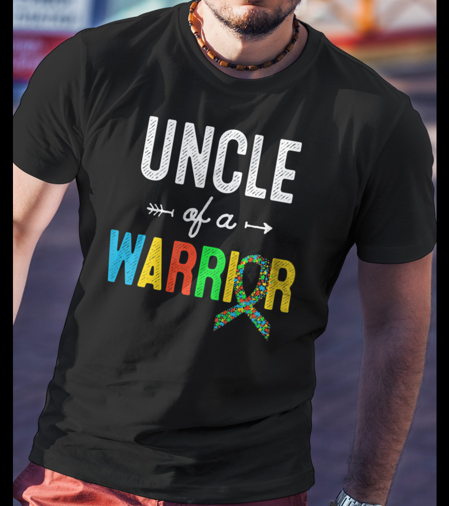 Uncle Of A Warrior Autism Awareness Puzzle T-Shirt