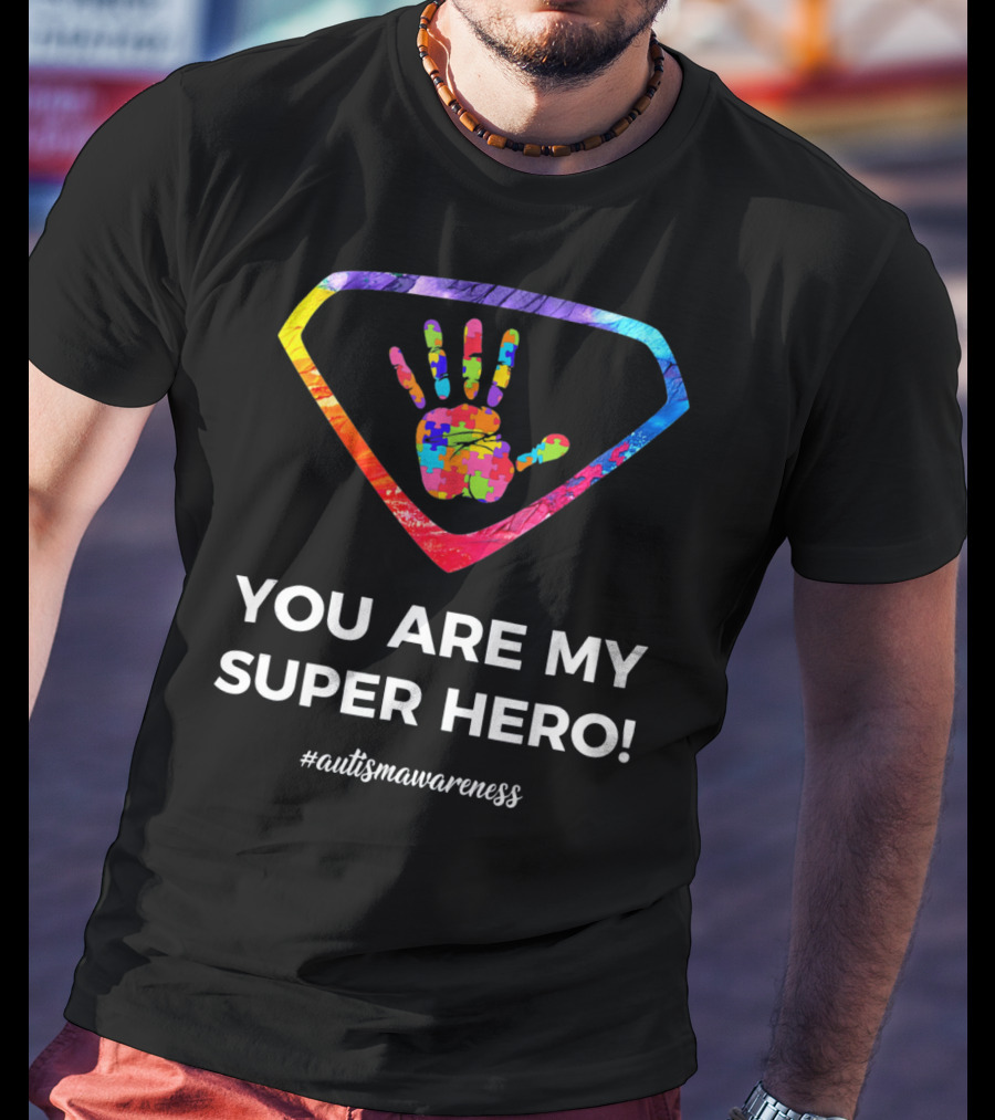 You Are My Superhero Autism Awareness Handprint Puzzle T-Shirt