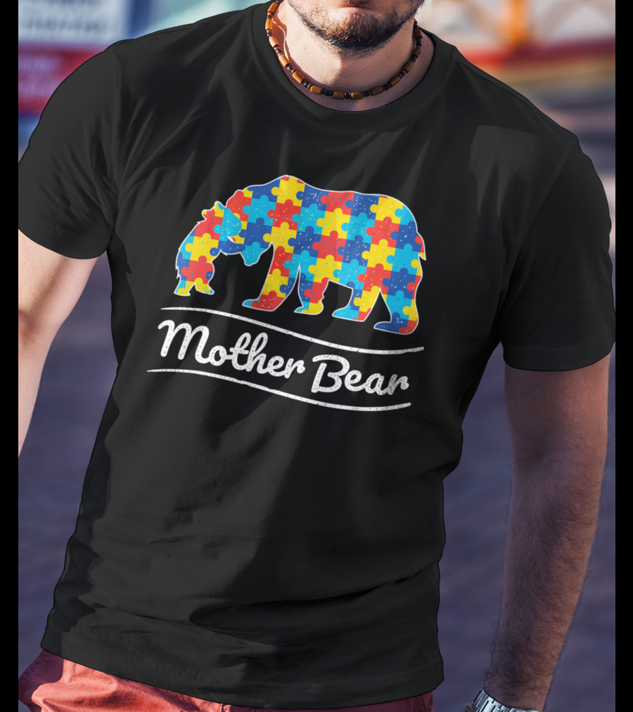 Mother Bear Autism Puzzle Awareness T-Shirt
