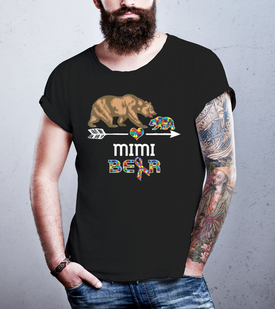 Mimi Bear Autism Awareness Puzzle Heart T-Shirt