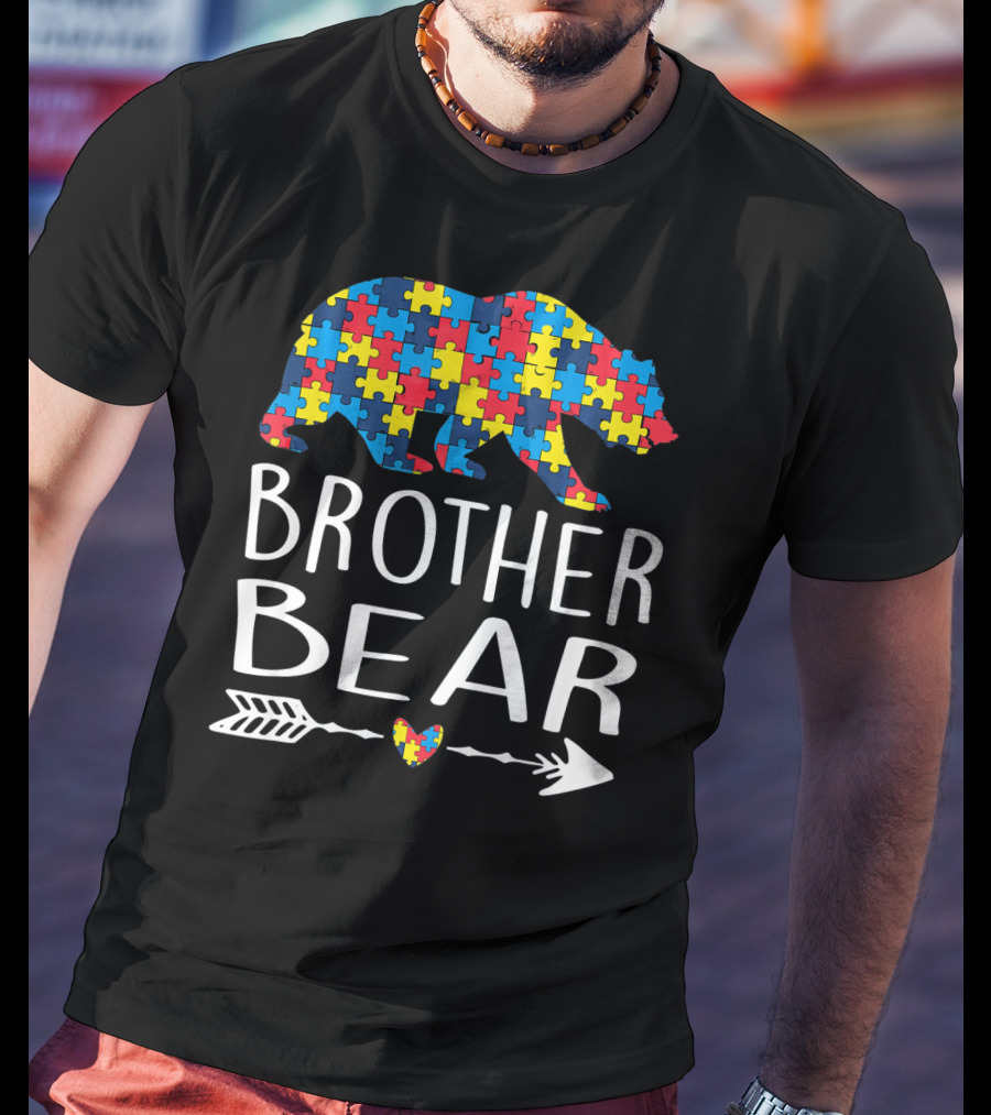 Brother Bear Autism Puzzle Heart Arrow T-Shirt