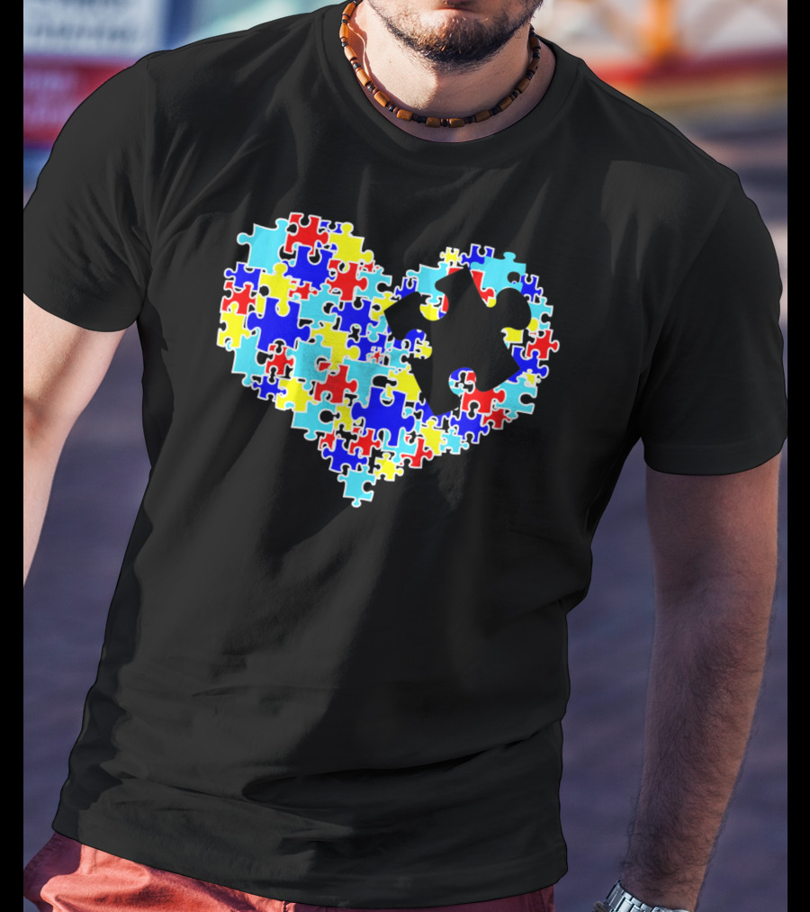 Autism Puzzle Piece Heart Multicolor Symbol For Auti T-Shirt