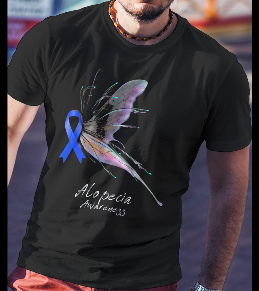 Alopecia Awareness Butterfly Blue T-Shirt