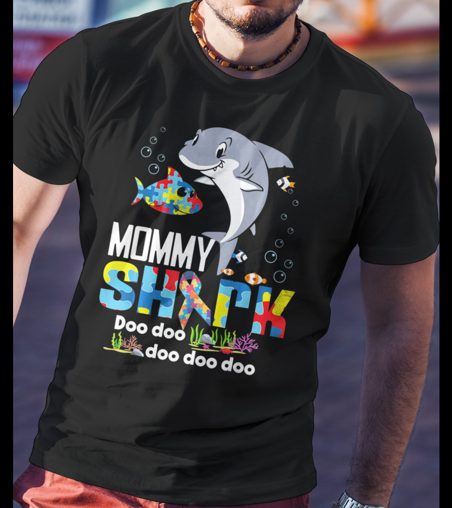 Mommy Shark Autism Doo Doo Doo Autism Puzzle T-Shirt