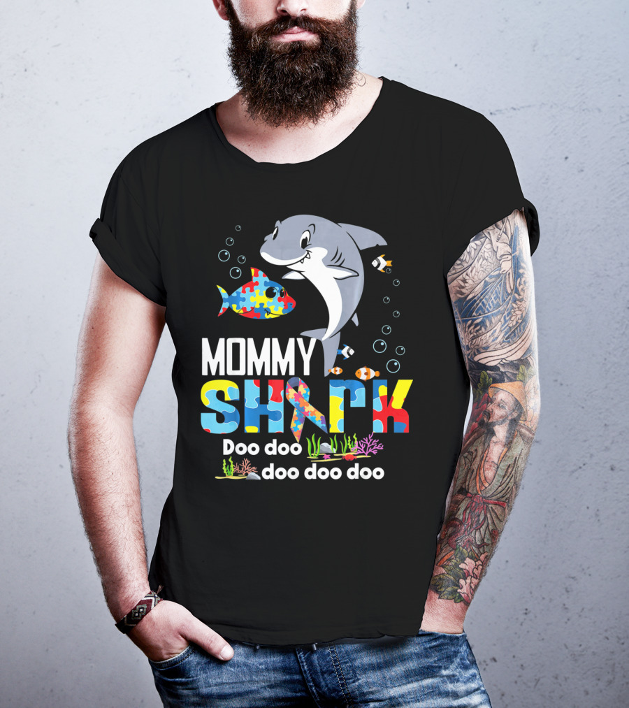 Mommy Shark Autism Doo Doo Doo Autism Puzzle T-Shirt